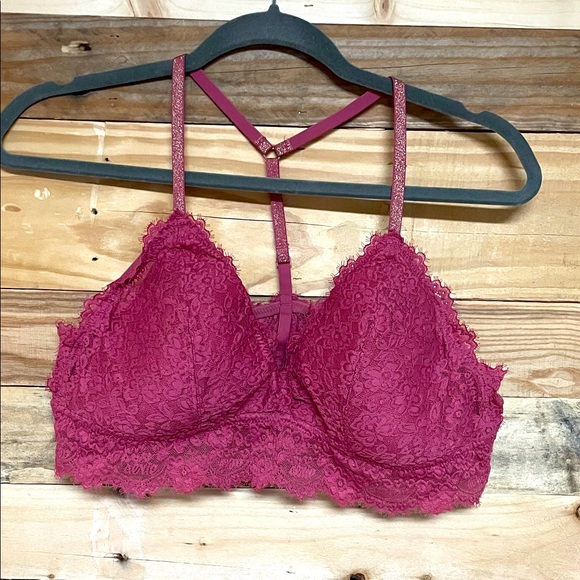 Aerie size XL Mauve Pink Lace T-back Adjustable Straps Super Soft Bralette - Picture 1 of 6